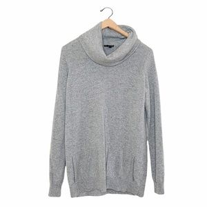 Theory Neutral Light Gray Cashmere Turtleneck Tunic Sweater 0